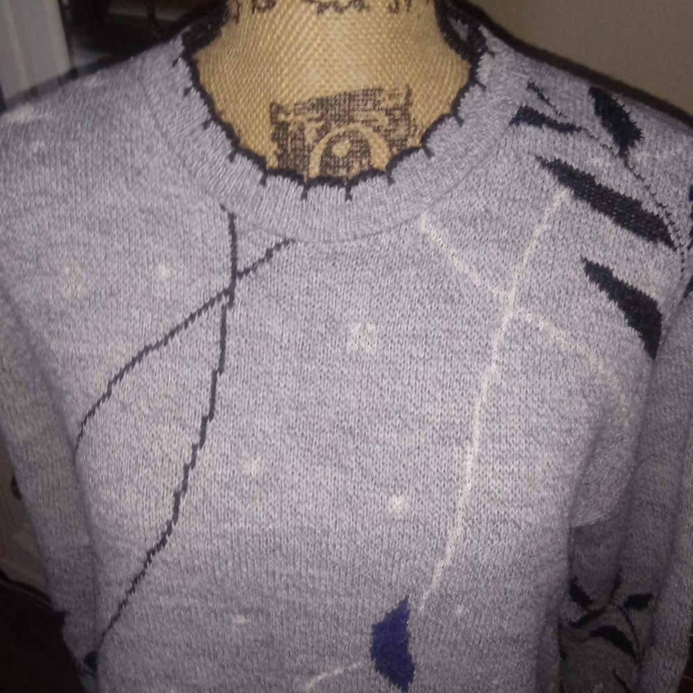 Classic Elements Grey, Black And Blue Sweater - image 4